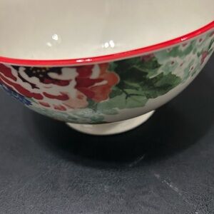 The Pioneer Woman Floral Bowl with Red and Green Accents